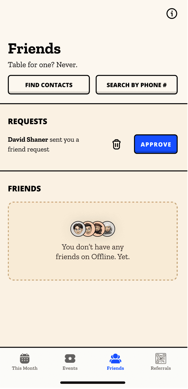Friends Features in the App screenshot