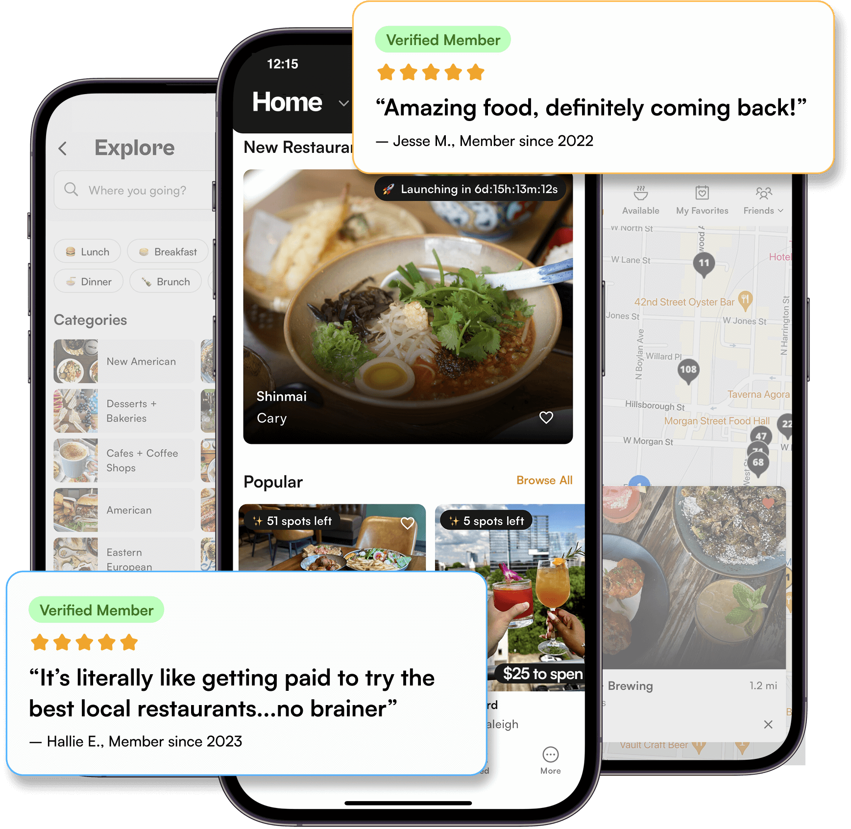 Offline app showing this month's restaurant picks